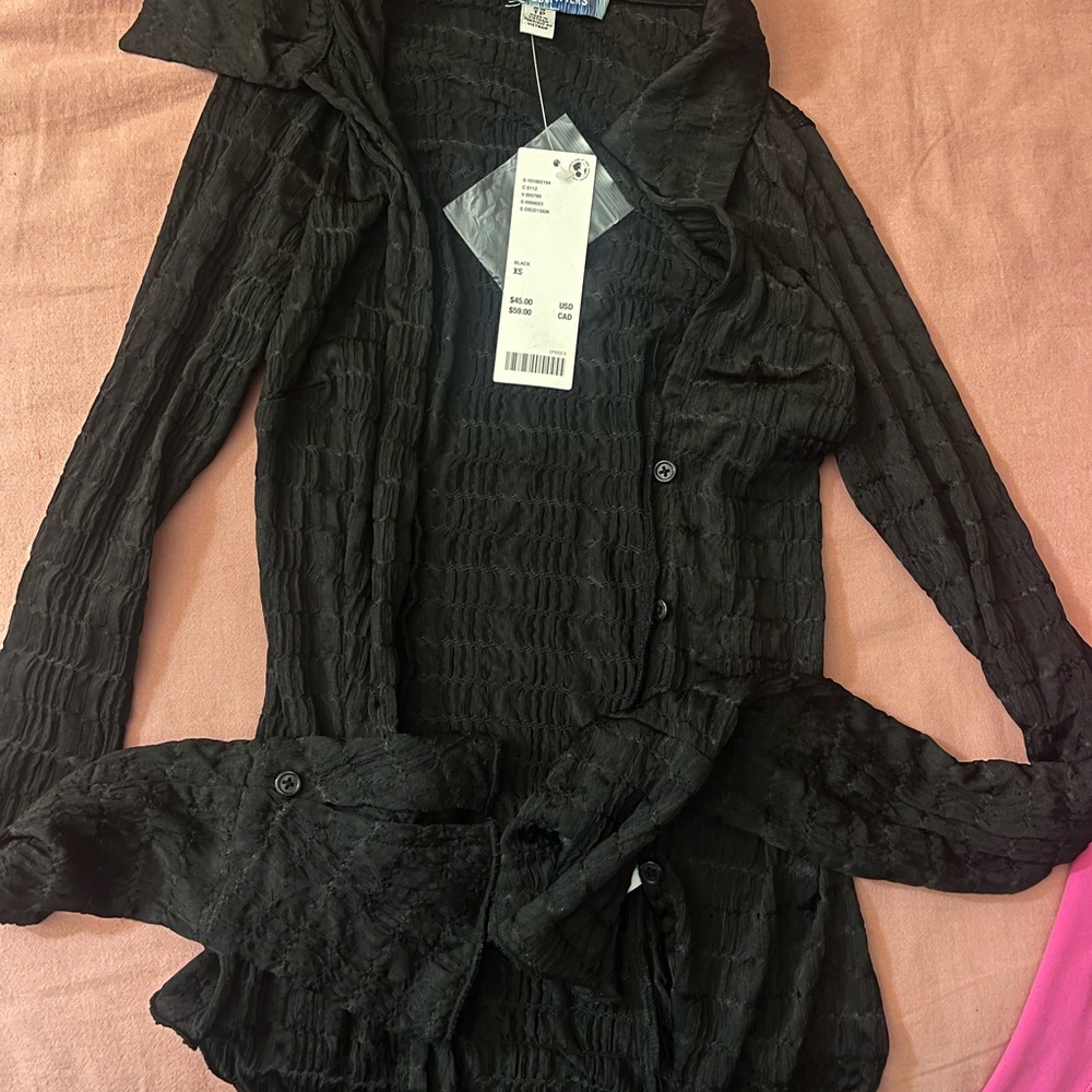 UO Abigail Black Button Down Shirt